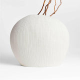 Alura Low-Wide Cream White Porcelain Vase.