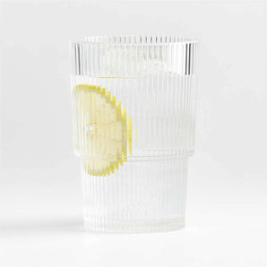 Atwell Acrylic Stackable Ribbed Highball Glass.