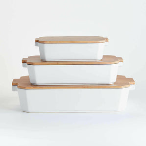Bakers With Bamboo Lids Set of 3.