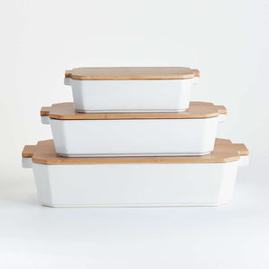 Bakers With Bamboo Lids Set of 3