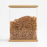 Large Rectangular Acrylic Kitchen Canister with Bamboo Lid.