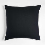 Black and White 23" Merrow Stitch Organic Cotton Pillow with Down-Alternative Insert.