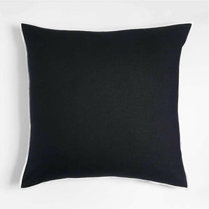 Merrow Stitch Organic Cotton Pillow with Down-Alternative Insert Black 23"