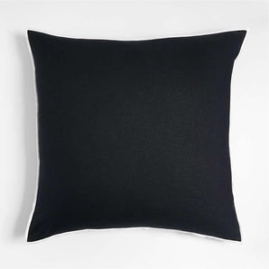 Black and White 23" Merrow Stitch Organic Cotton Pillow with Feather Insert.