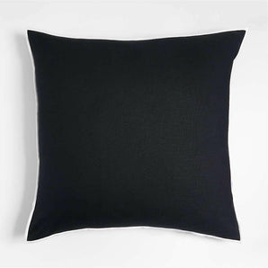 Merrow Stitch Organic Cotton Pillow with Feather Insert Black 23"