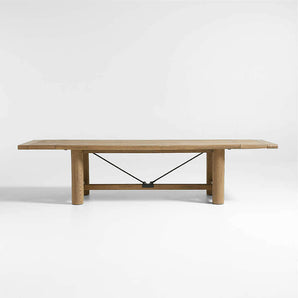 Breckenridge 100"-126" Weathered Rustic Oak Wood Extendable Dining Table.