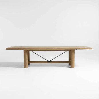 Breckenridge 100"-126" Weathered Rustic Oak Wood Extendable Dining Table.