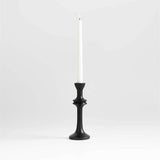 Century Black Acacia Wood Taper Candle Holder 9.25".