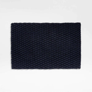 Chunky Weave Performance Navy Blue Indoor/Outdoor Doormat.