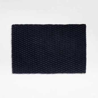 Chunky Weave Performance Navy Blue Indoor/Outdoor Doormat.