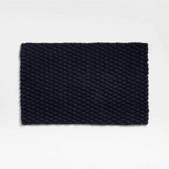 Chunky Weave Performance Navy Blue Indoor/Outdoor Doormat.