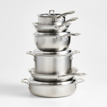 Stainless steel pots and pans from the Clean Kitchen collection, designed for everyday cooking_Crate&Barrel