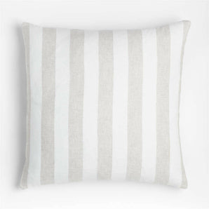 Cordial 23"x23" Stripe Linen Throw Pillow with Feather Insert by Leanne Ford