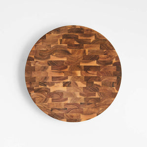 Crate & Barrel Round Acacia End-Grain Cutting Board