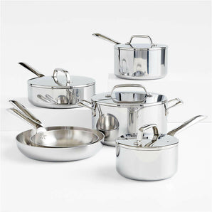 Crate & Barrel EvenCook Core ® 10-Pc. Stainless Steel Cookware Set.
