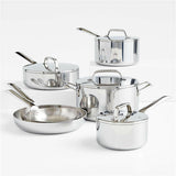 Crate & Barrel EvenCook Core ® 10-Pc. Stainless Steel Cookware Set.