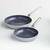 Crate & Barrel EvenCook Ceramic ™ Grey Ceramic Nonstick Fry Pans, Set of 2.