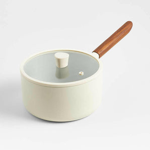 Crate & Barrel Monterey Cypress Green 3-Qt. Non-Stick Ceramic Saucepan with Lid