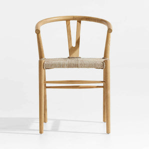 Crescent Natural Wood Wishbone Dining Chair.