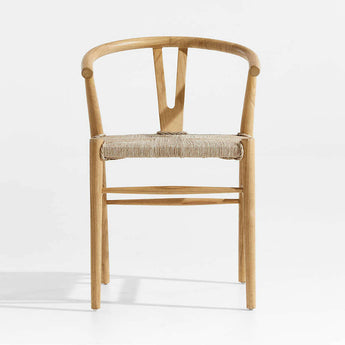 Crescent Natural Wood Wishbone Dining Chair.