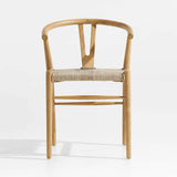 Crescent Natural Wood Wishbone Dining Chair.