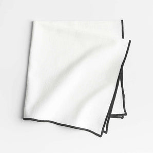 Merrow Stitch Crisp White Organic Cotton Napkin.
