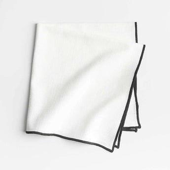 Merrow Stitch Crisp White Organic Cotton Napkin.