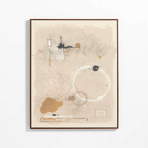 "Disentangled Thoughts" by LBA Collective Tan Brown Canvas 41"x51" Framed Wall Art Print.