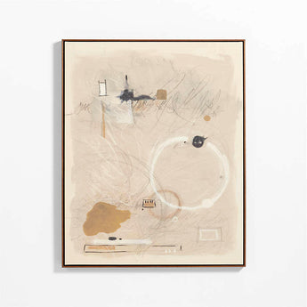 "Disentangled Thoughts" by LBA Collective Tan Brown Canvas 41"x51" Framed Wall Art Print.