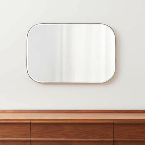 Edge Brass Rounded Rectangle Mirror.
