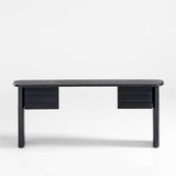 Gallerie 72.25" Black Oak Wood Curved Desk with Drawers.
