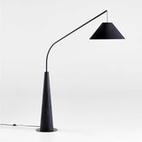 Gibson Black Hanging Arc Floor Lamp with Black Shade.