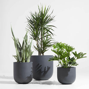 Junio Small Round Dark Grey Planter 13"