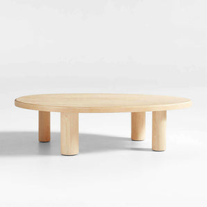 La Sal Natural Oak Wood 56" Asymmetrical Coffee Table.