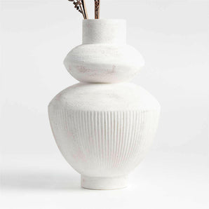 Les Crêtes White Textured Vase 18" by Athena Calderone.