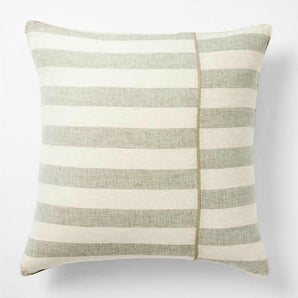New Natural EUROPEAN FLAX™-Certified Linen Cabana Stripe Arcadia Tan/Burnt Green Bed Pillow Sham.