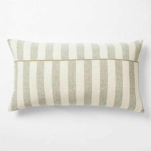 New Natural EUROPEAN FLAX™-Certified Linen Cabana Stripe Arcadia Tan/Burnt Green Bed Pillow Sham.