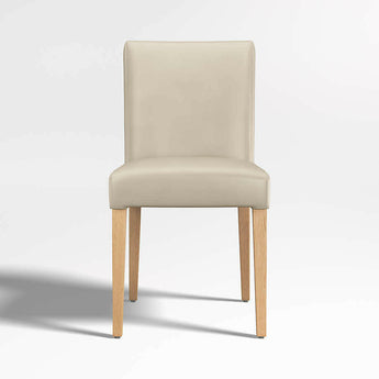 Lowe Bone Leather Dining Chair with Natural Wood Legs.