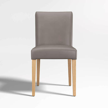 Lowe Bone Leather Dining Chair with Natural Wood Legs.