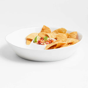 Marin White Outdoor Melamine Chip and Dip Bowl