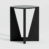 Miro Black Marble Round End Table with Black Ebonized White Oak Wood Base.