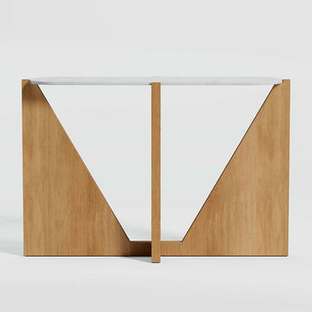 Miro White Marble Console Table with Wood Base.