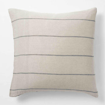 Natural Hemp Arcadia Tan and Midnight Navy Reversible Grid Euro Bed Pillow Sham.