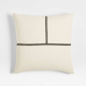 The New Denim Project Cotton 23"x23" Ivory and Black Pieced Throw Pillow with Down-Alternative Insert
