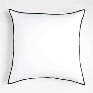 Merrow Stitch Cotton Pillow with Down-Alternative Insert White 23"