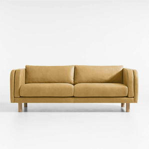 Pershing Leather Curved-Arm 79" Sofa