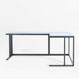 Pilsen Graphite L-Shaped Desk with Glass Top.