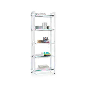 Pilsen White Bookcase with Glass Shelves