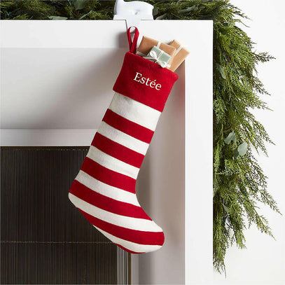 Felted Wool Stripe Christmas Stocking.