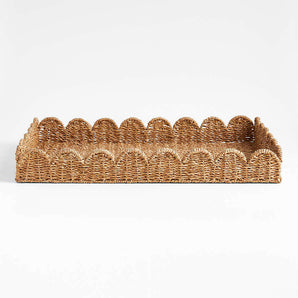 Scallop Natural Woven Fiber Tray.